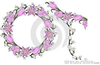 Floral frame of tulips and snowdrops in vector. Vector Illustration
